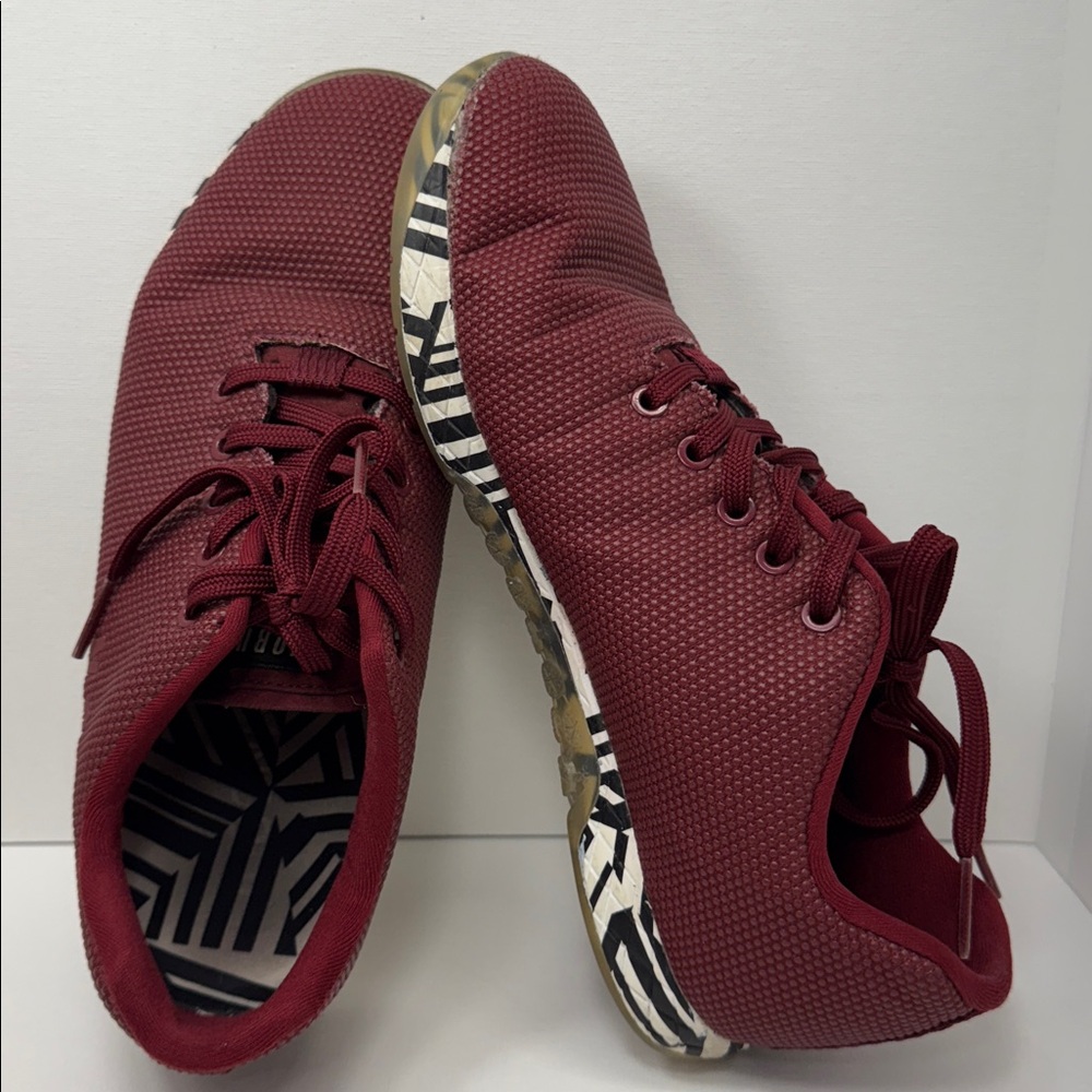 NOBULL Cabarnet Trainer Maroon Shoes with Zebra Pattern Sole